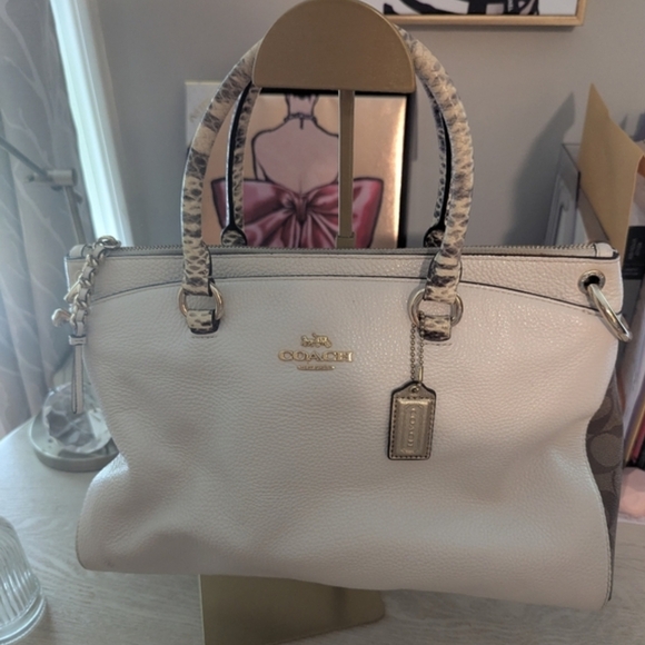 Coach Handbags - Coach Mia Pebbled Leather Satchel Handbag With Brass Feet And Hangtag